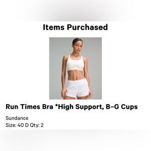 Excellent condition Run Times Bra Sundance Sz 40D